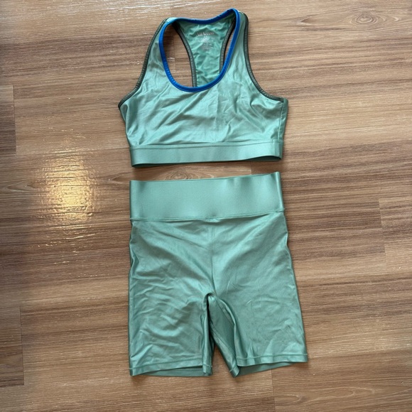 ALL ACCESS Teal Sports Bra and Shorts Set - Picture 1 of 3